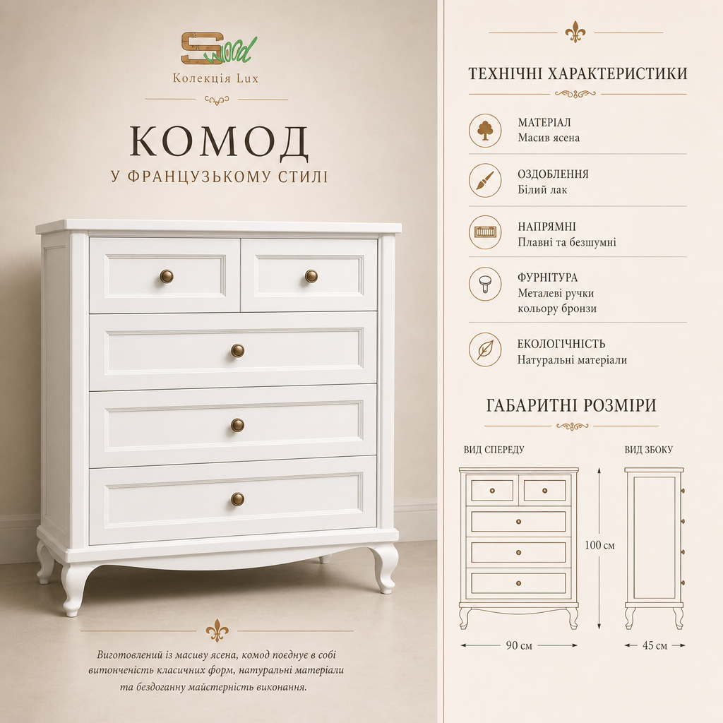 Специфікація комода 2+3 Lux